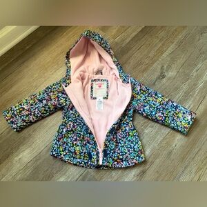 Carters Floral Jacket Hooded Coat Warm Multi Color Blue Pink Toddler Size 2T